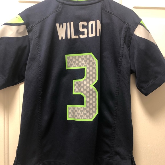 Nike On Field NFL Authentic Seattle Seahawks #3 Wilson Boy’s Blue Jersey Sz M - Picture 6 of 14